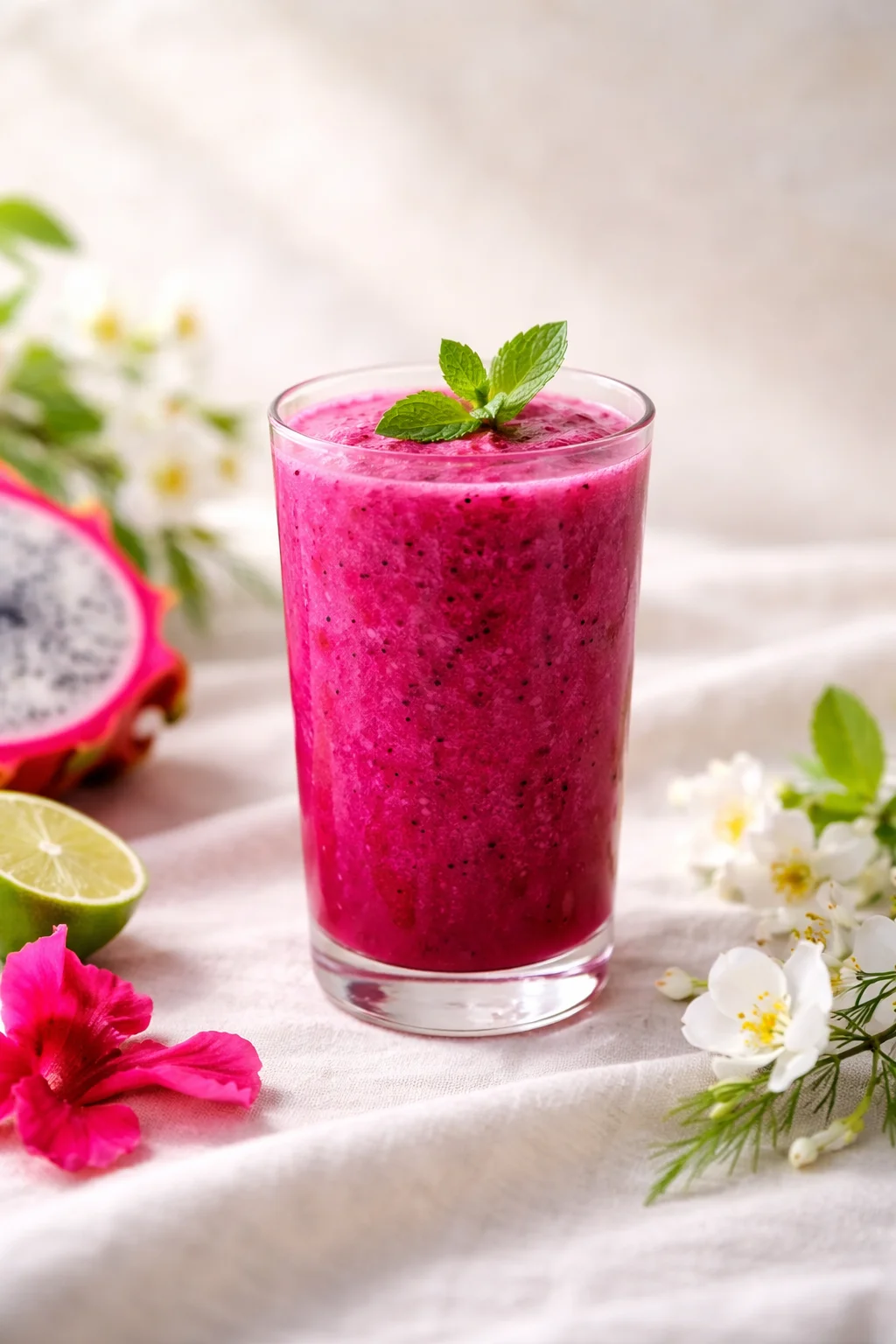 Dragon Fruit Hibiscus Banana Smoothie