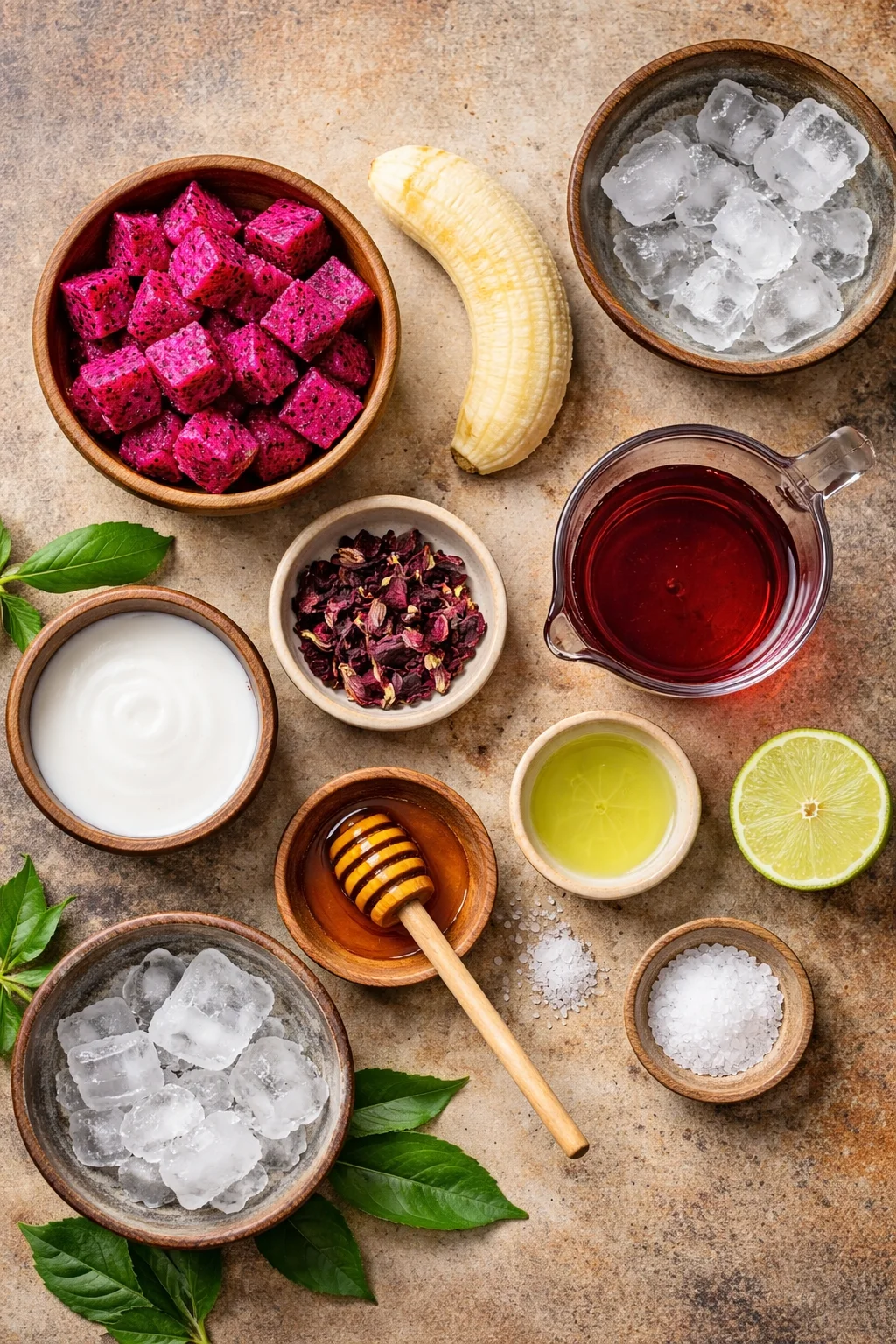 Tropical Dragon Fruit Hibiscus Banana Smoothie Delight