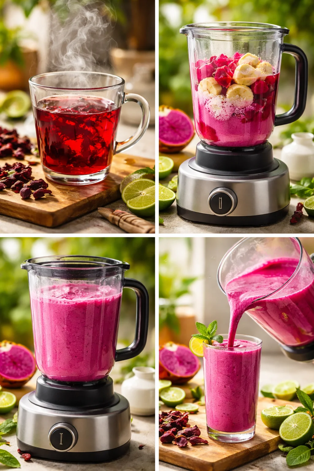 Dragon Fruit Hibiscus Banana Smoothie