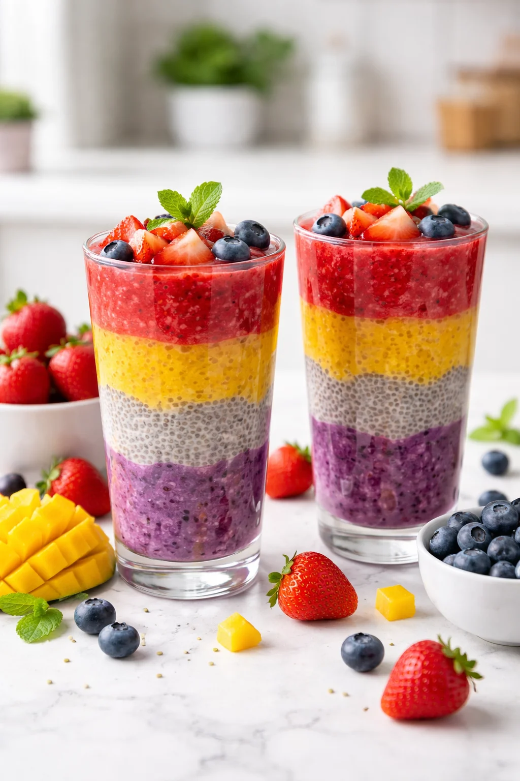 Colorful Rainbow Chia Seed Pudding to Brighten Your Day
