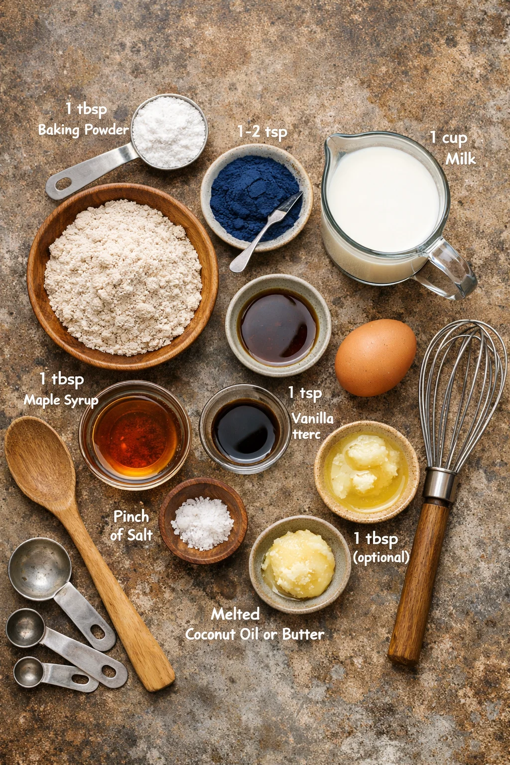 Blue Spirulina Pancakes with Oat Flour