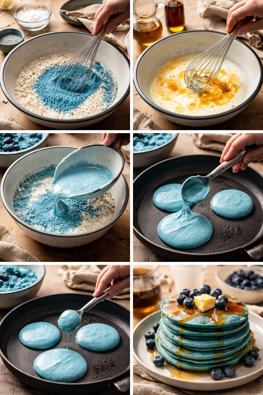 Blue Spirulina Pancakes with Oat Flour