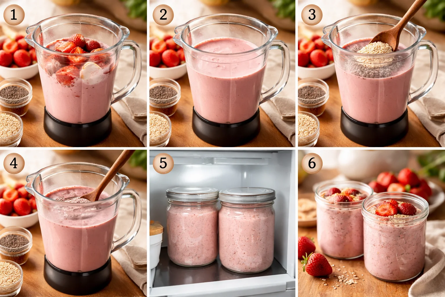Blended Strawberry Overnight Oats