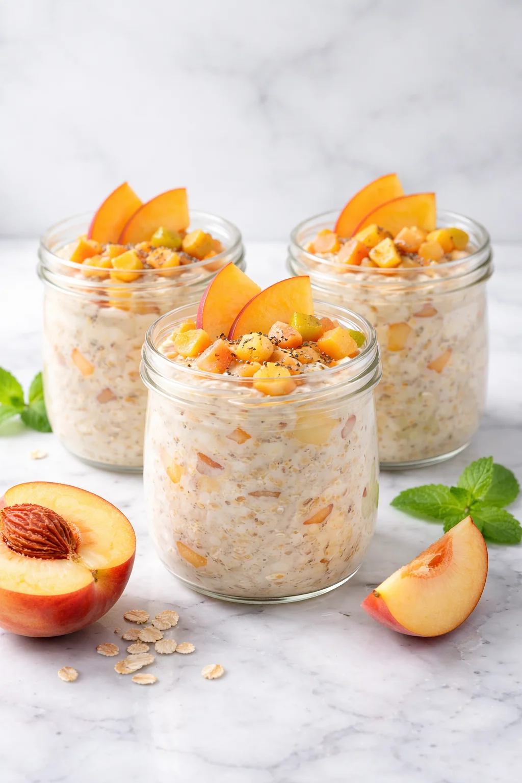 Deliciously Creamy Peaches and Cream Blended Overnight Oats