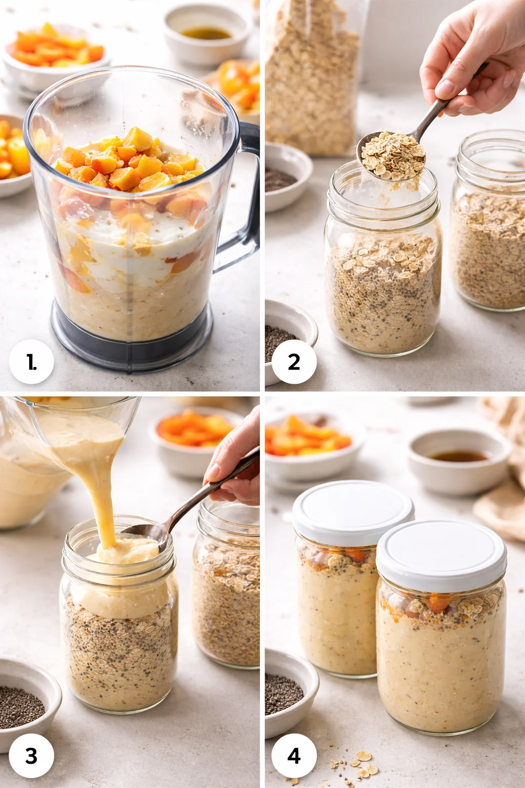 Peaches and Cream Blended Overnight Oats