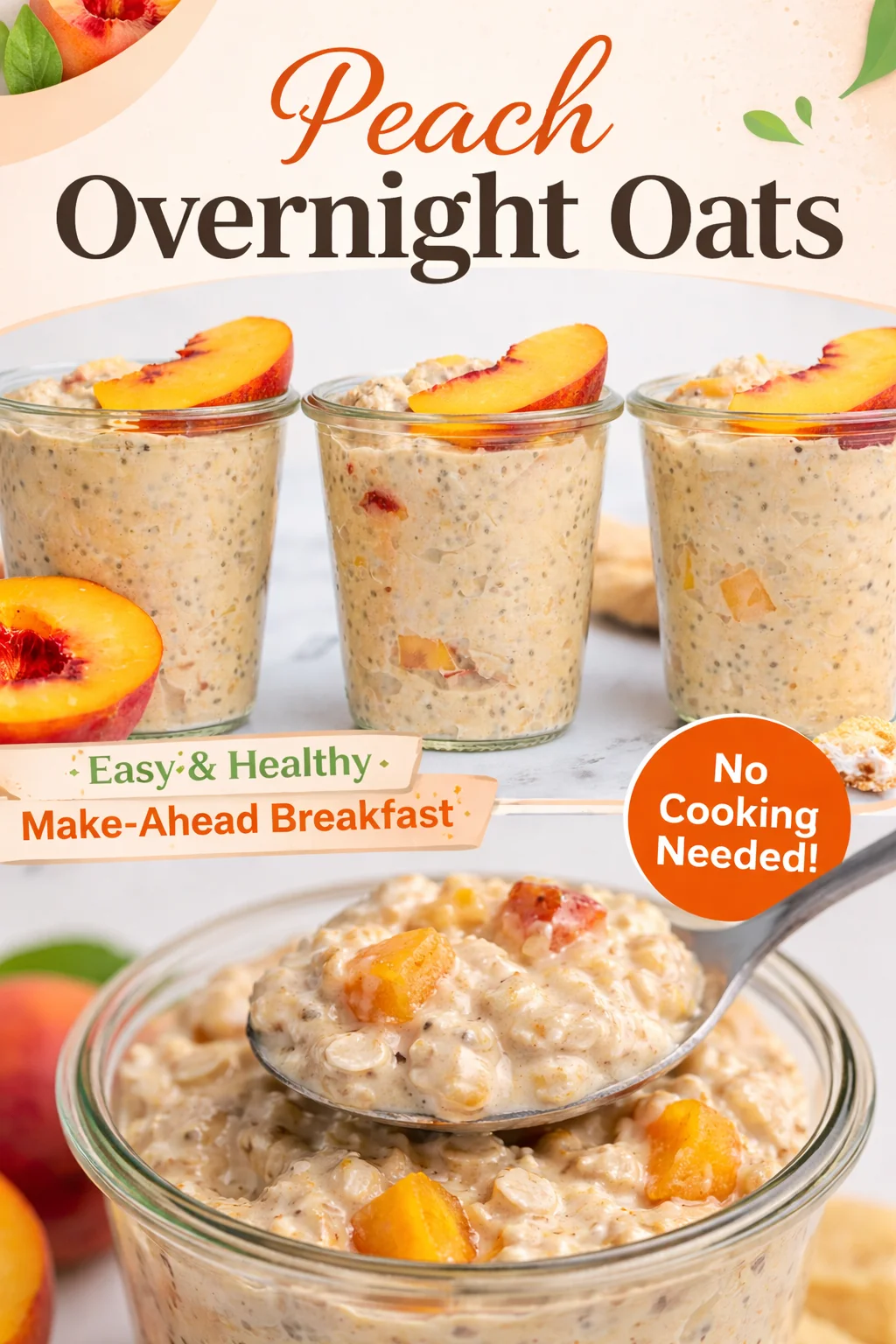 Deliciously Creamy Peaches and Cream Blended Overnight Oats