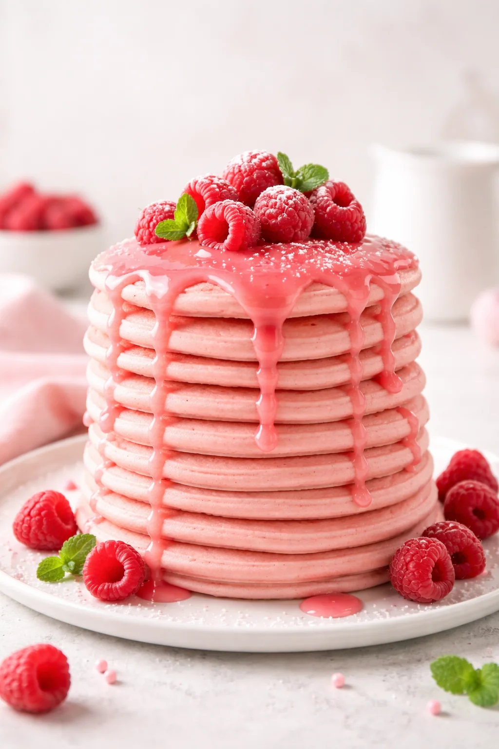 Deliciously Fluffy Pink Pitaya Pancakes with Oat Flour