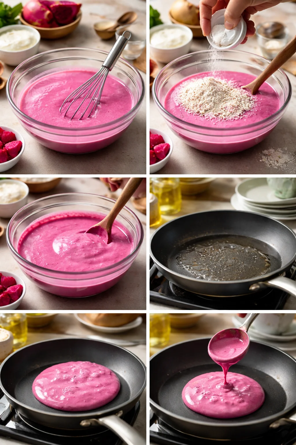 Pink Pitaya Pancakes with Oat Flour