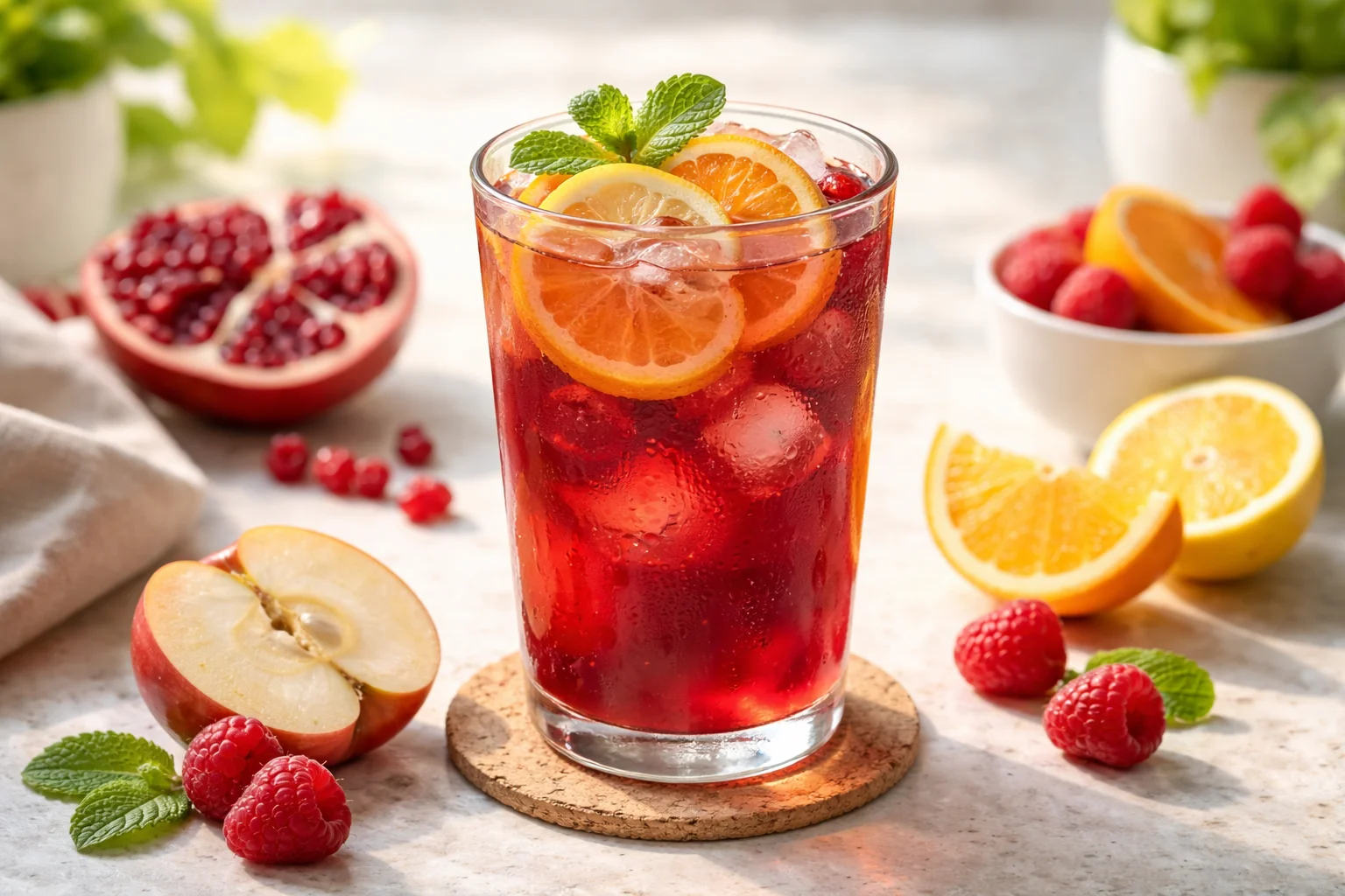 Fresh Pomegranate Raspberry Apple Juice Recipe