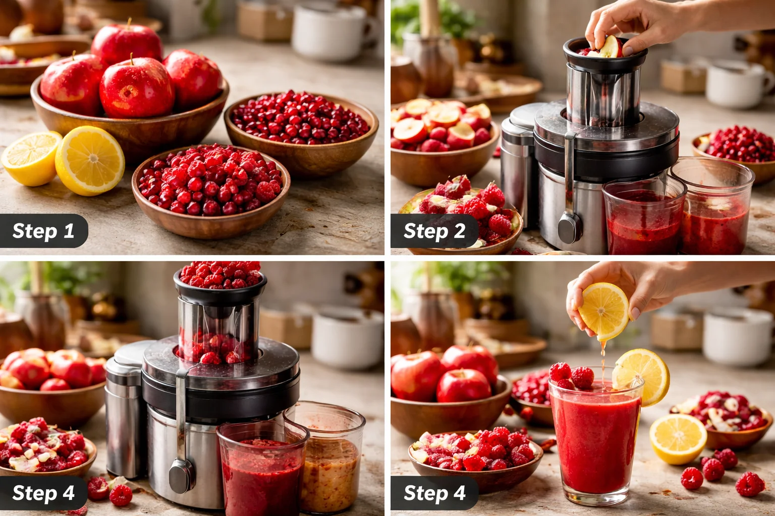 Fresh Pomegranate Raspberry Apple Juice Recipe