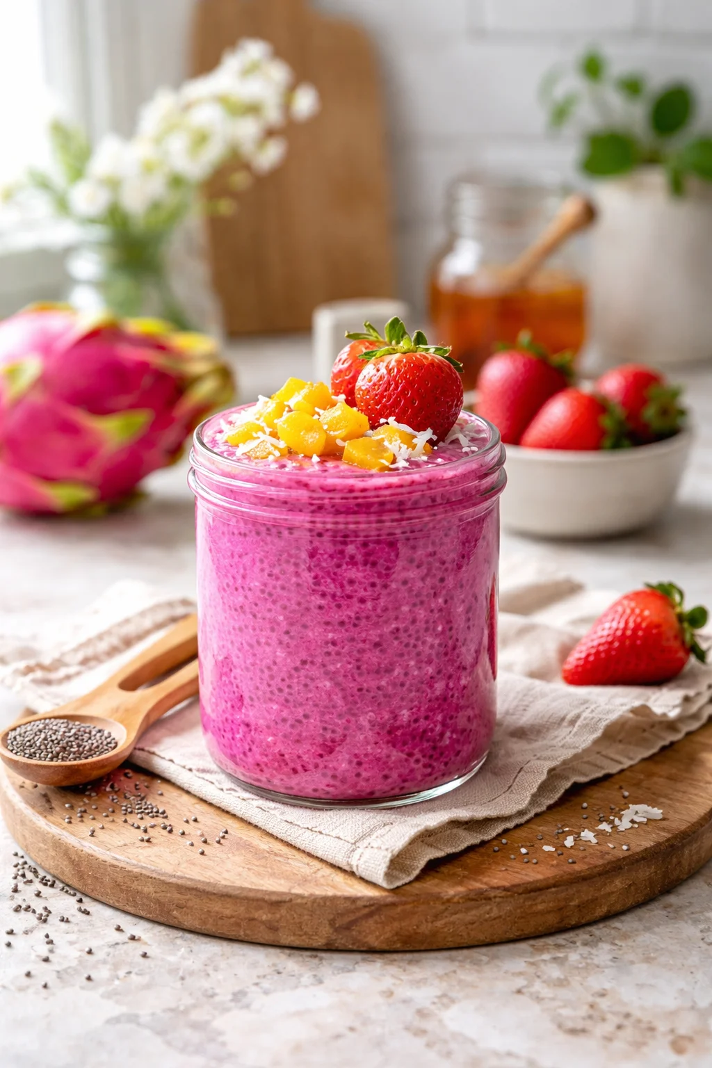 Deliciously Simple Pink Pitaya Chia Pudding (Dragon Fruit) Recipe