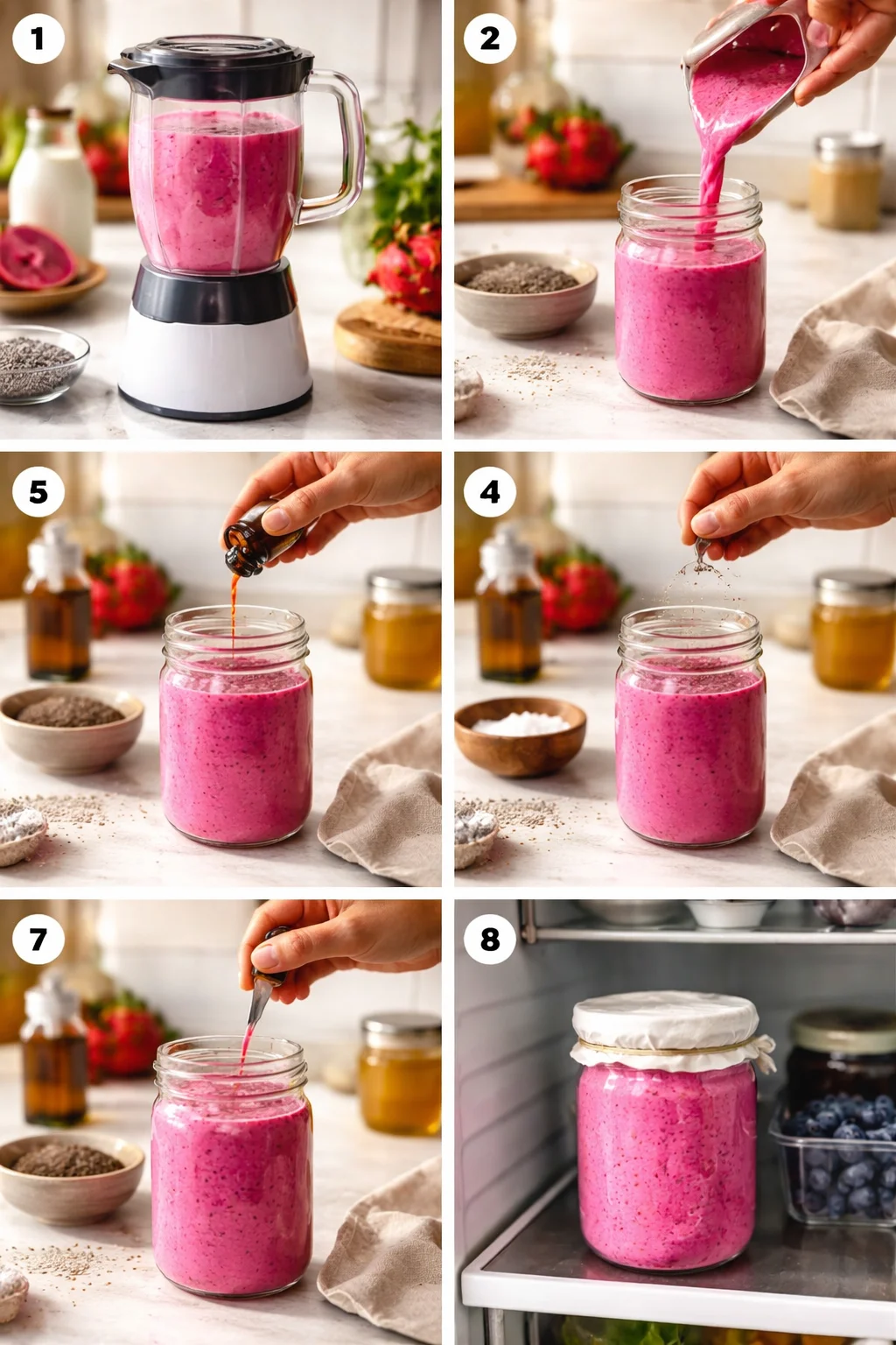 Pink Pitaya Chia Pudding (Dragon Fruit)