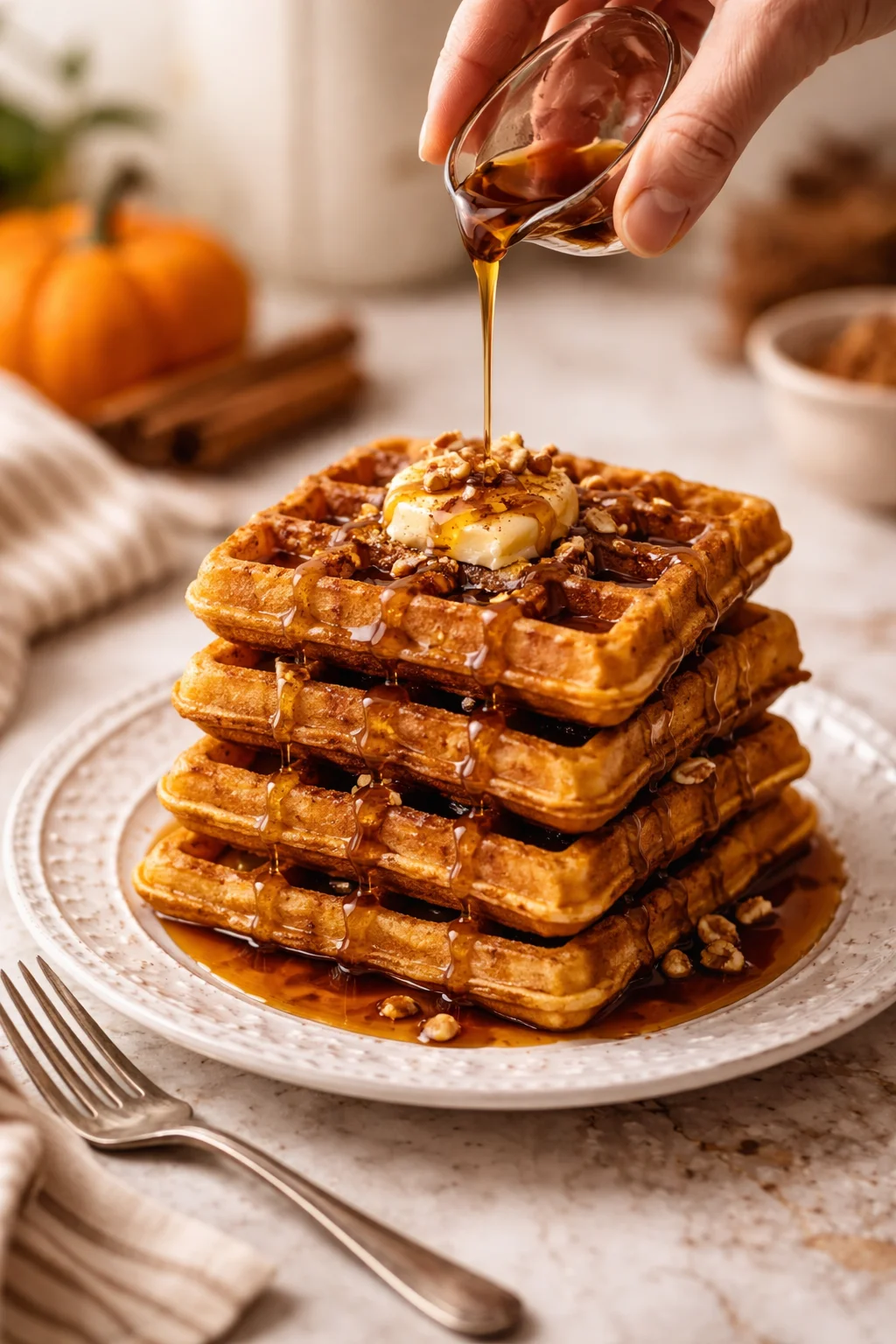 Deliciously Wholesome Healthy Pumpkin Spice Waffles Recipe