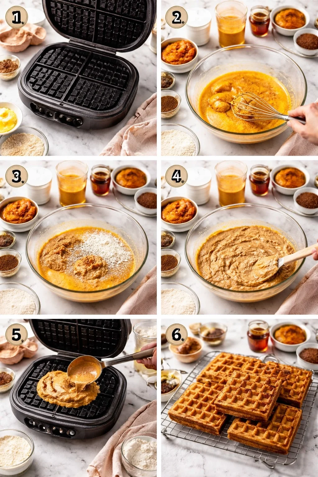 Healthy Pumpkin Spice Waffles