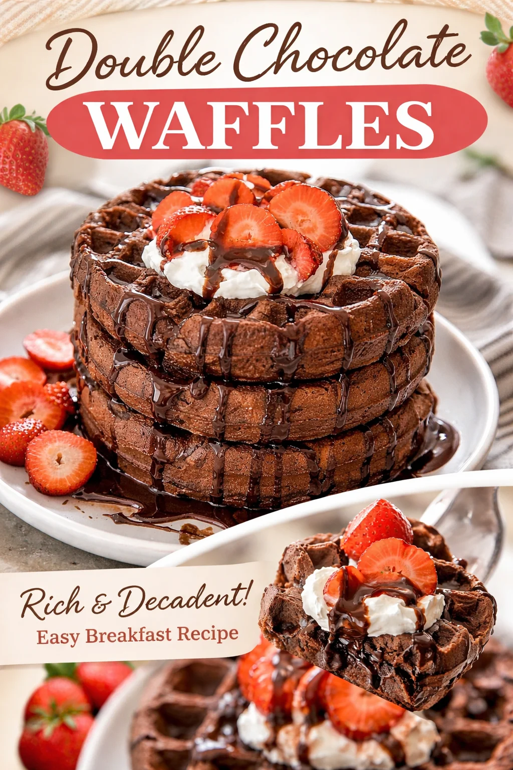 Indulge in Decadent Dark Chocolate Belgian Waffles