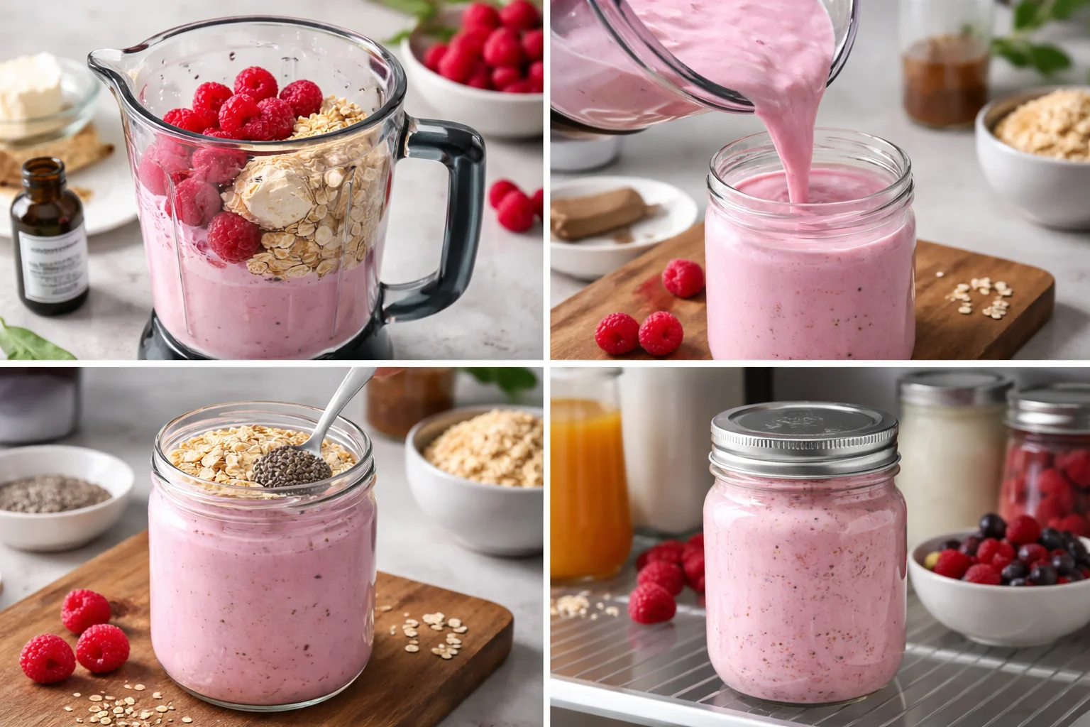 Raspberry Cheesecake Blended Oats for a Wholesome Breakfast Boost