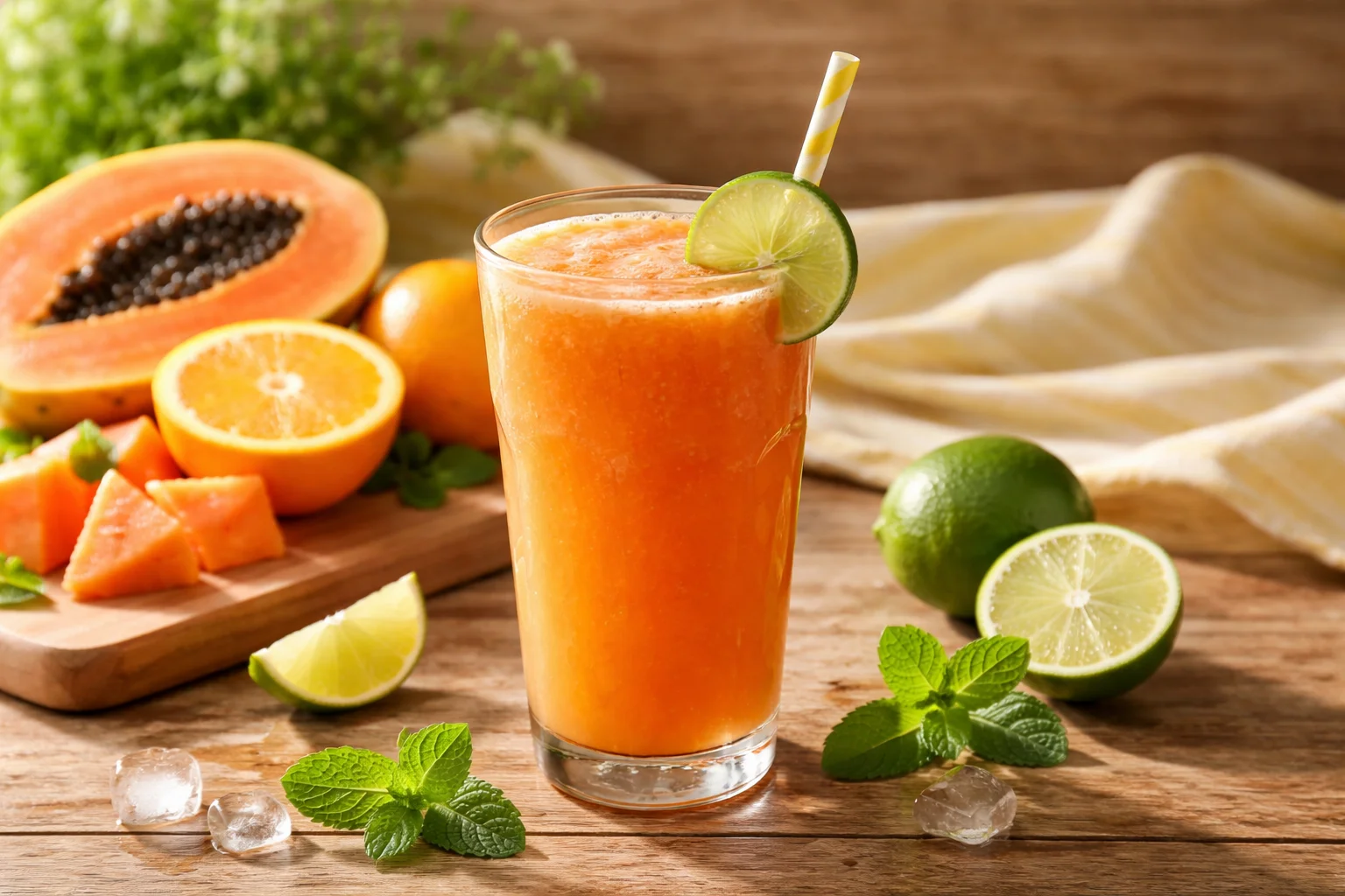 Papaya Orange Lime Juice Recipe