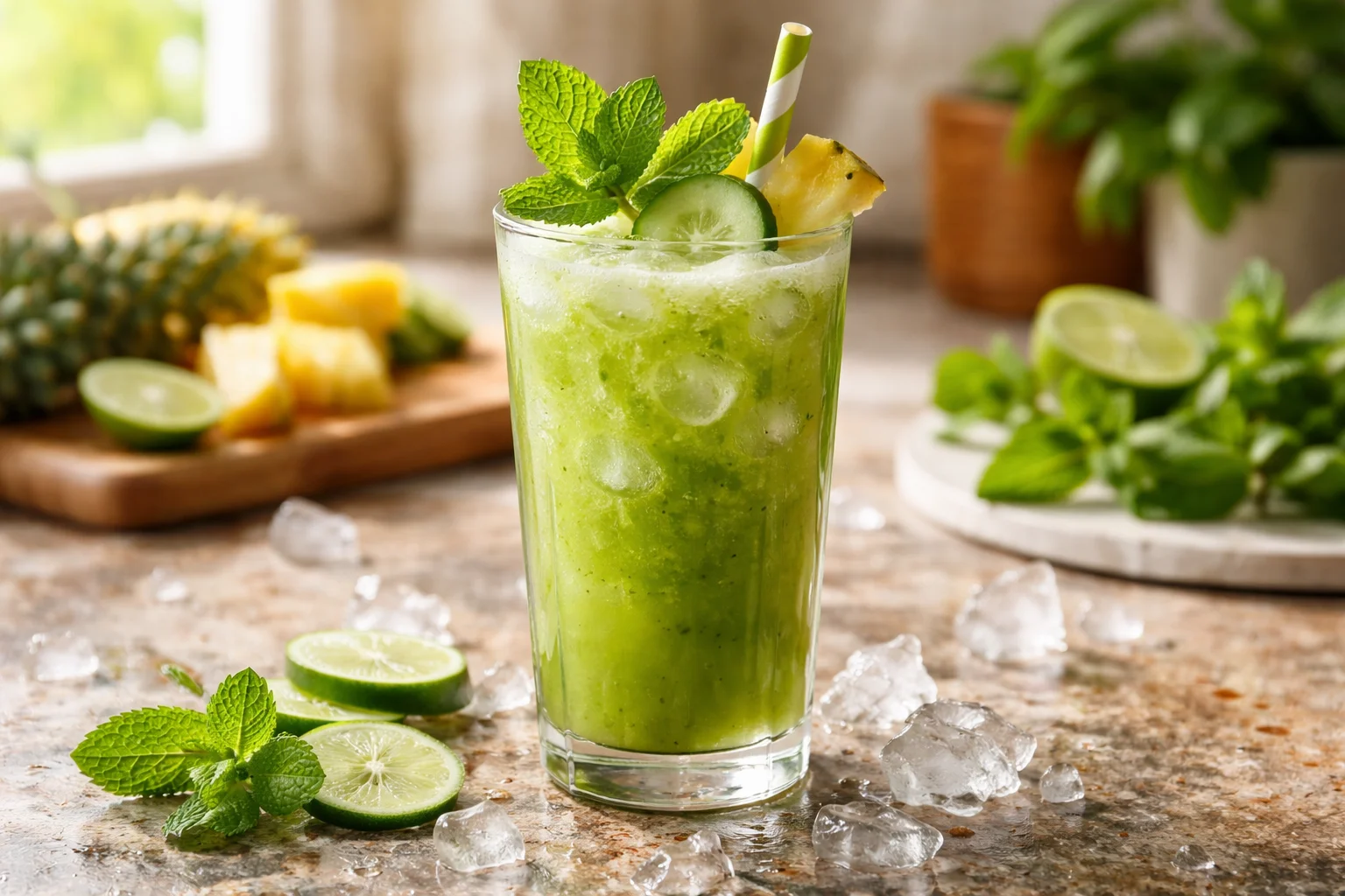 Refreshing Pineapple Cucumber Mint Digestive Juice Recipe for You