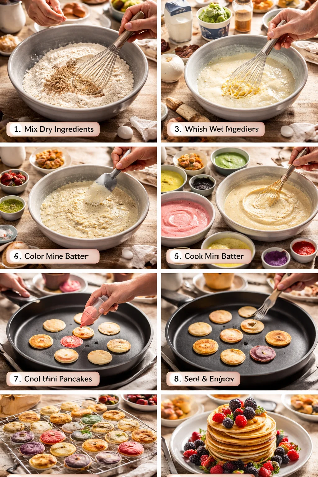 Wholesome Healthy Rainbow Mini Pancakes for Joyful Mornings