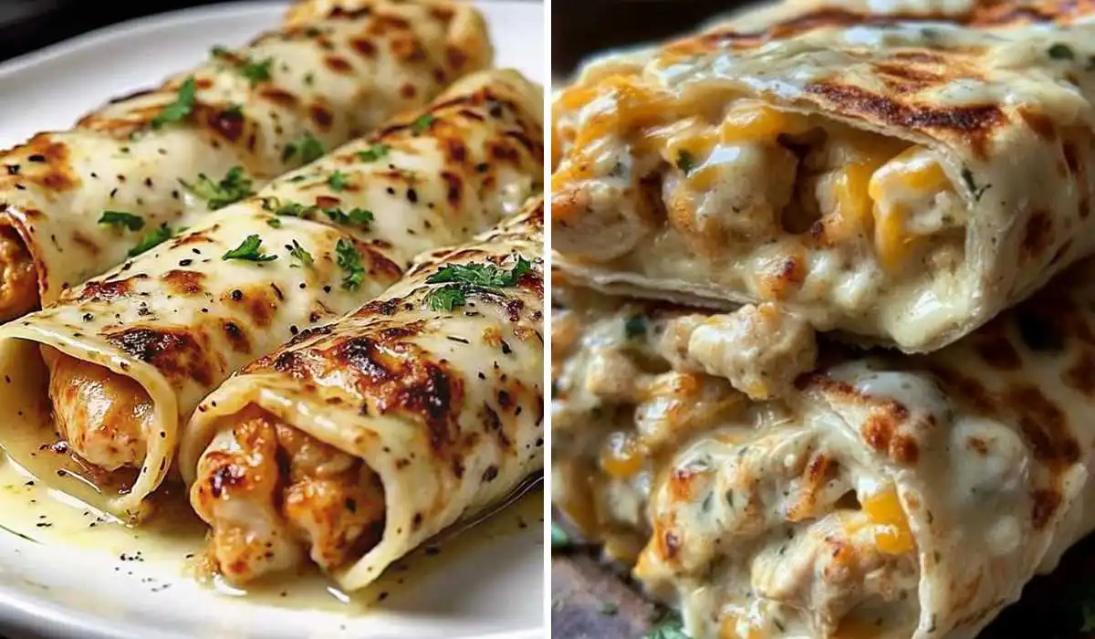 Cheesy Garlic Chicken Wraps