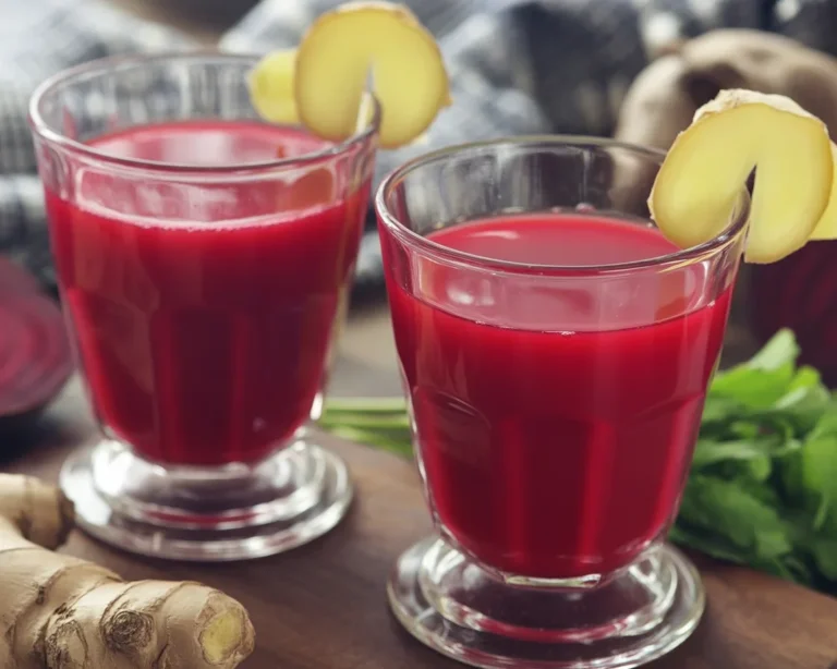 Detox Juice Recipe for Liver Cleansing with beetroot, celery, ginger, and lemon.
