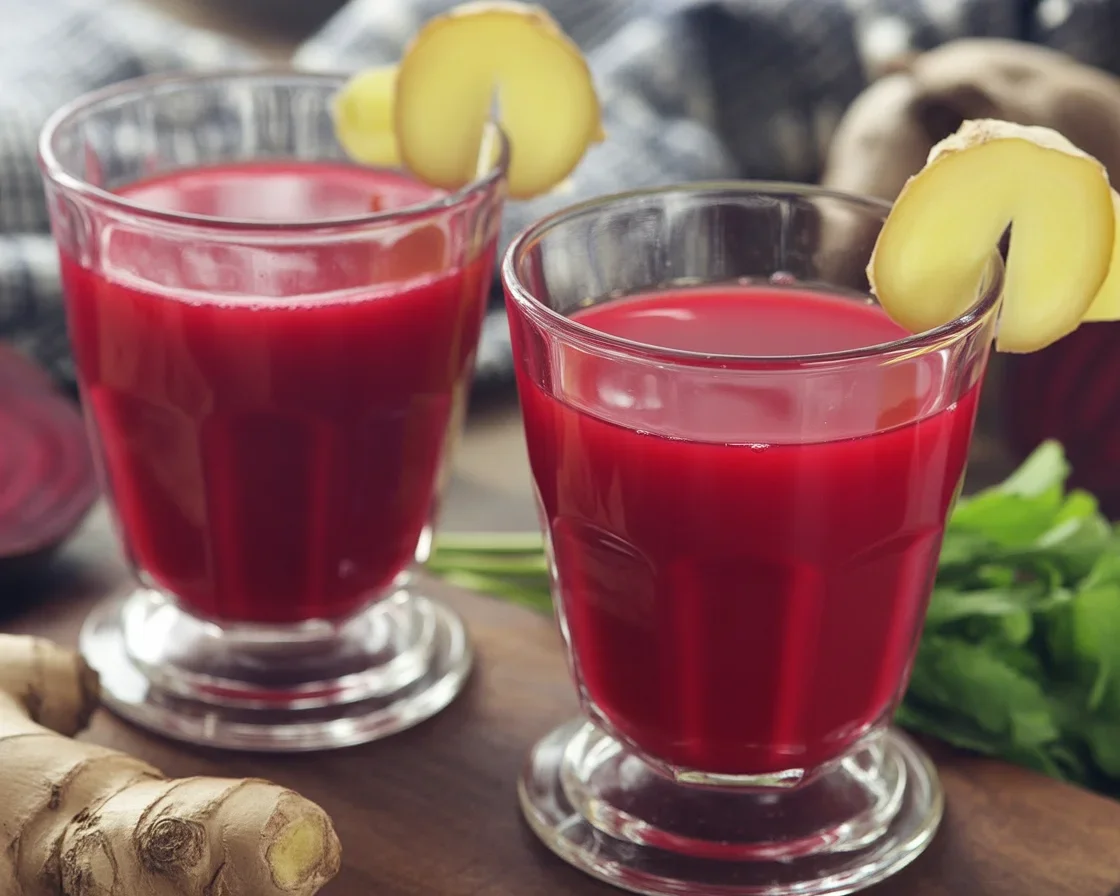 Detox Juice Recipe for Liver Cleansing with beetroot, celery, ginger, and lemon.