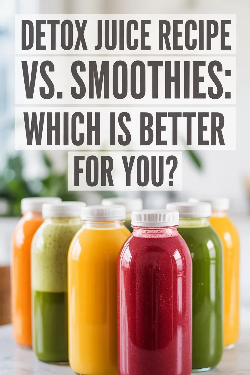 A Pinterest style image of Detox Juice Recipe vs. Smoothies: Which is Better for You?