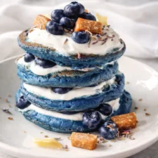 Blue Spirulina Pancakes with Oat Flour