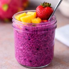 Pink Pitaya Chia Pudding (Dragon Fruit)